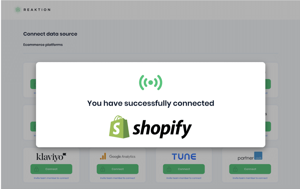 One click connect to Shopify