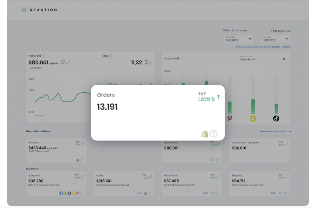 Shopify order tracker in Reaktion